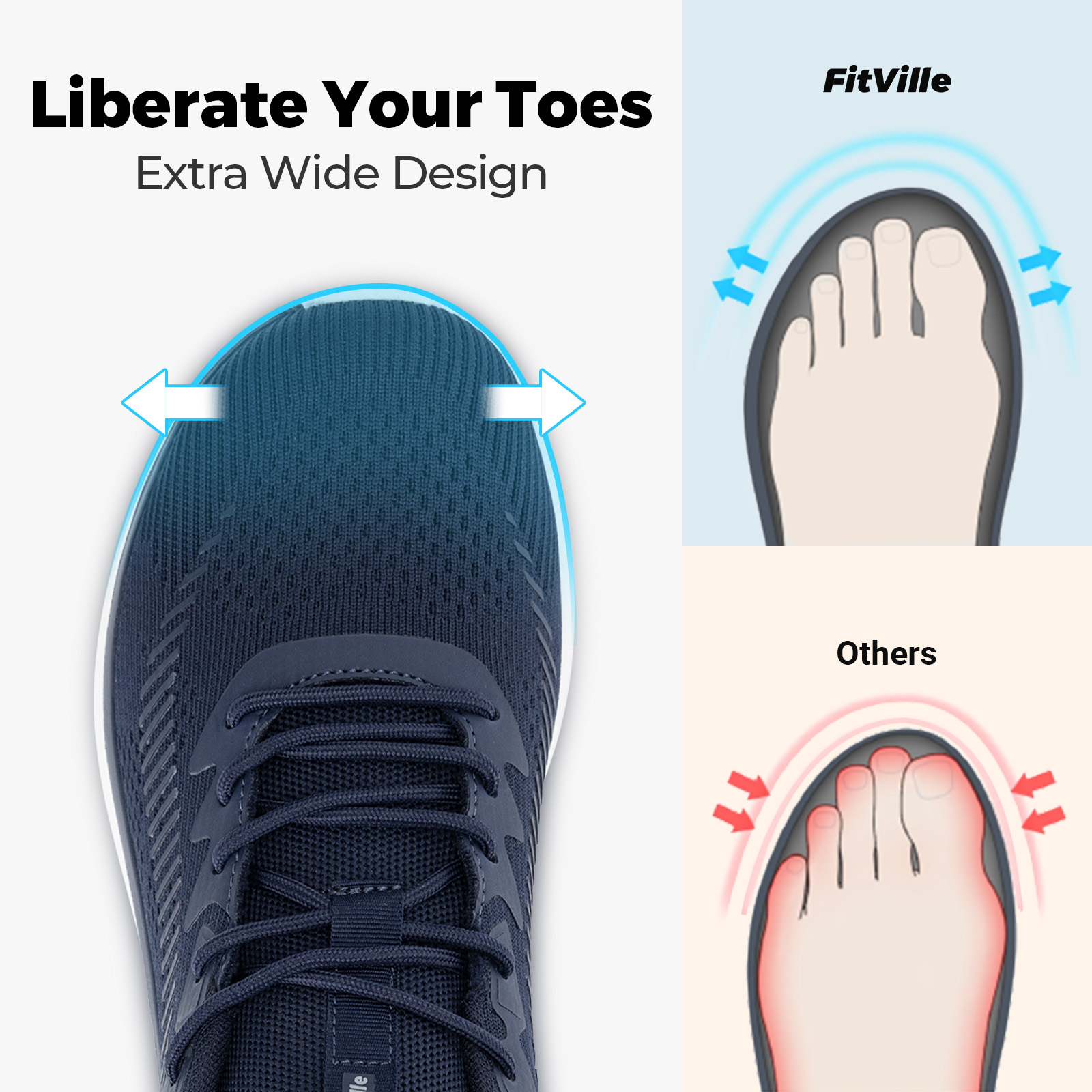 FitVille メンズ ウォーキングシューズ 軽量 ワイド - Breathable Mesh Athletic Shoes のレビューと価格