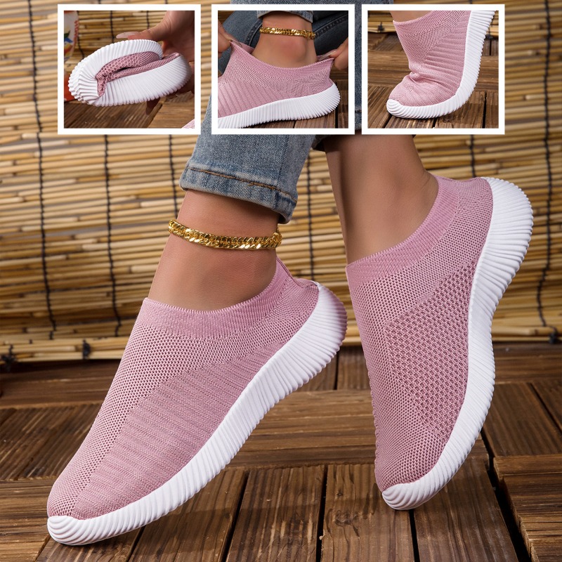 レディーススニーカー 通気性ニットメッシュ 快適フラットレー - Breathable Mesh Athletic Shoes のレビューと価格